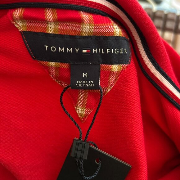 NWT Tommy Hilfiger Women's Red with Metallic Stripes V-Neck Sweatshirt M - Picture 7 of 14